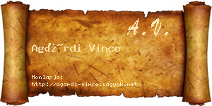 Agárdi Vince névjegykártya